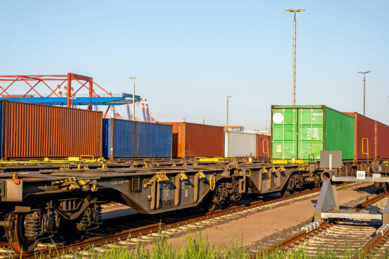 Holding track for container railway cars