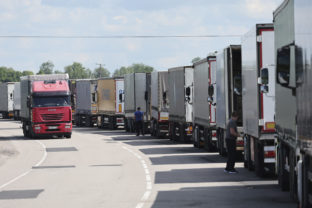 Trucks stands at the post-customs international checkpoint Chernyshevskoye at the Russian-Lithuanian border in Kaliningrad region, Russia, Wednesday, June 22, 2022. Russia’s security chief on Tuesday said Moscow will respond to Lithuania’s decision to bar rail transit of goods subject to European Union sanctions from Russia to Russia's Baltic exclave of Kaliningrad.