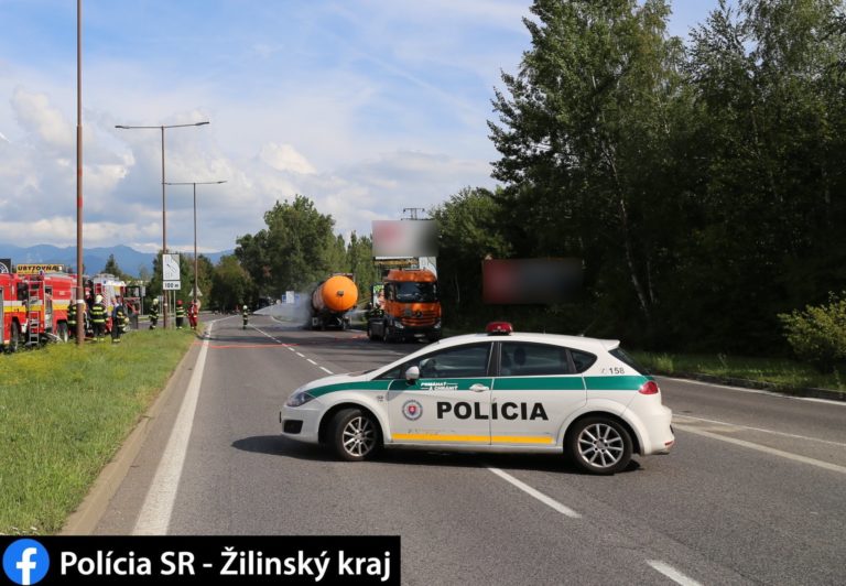 Nehoda, požiar cisterny