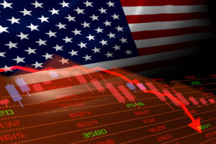 USA, vlajka, burza, akciový trh