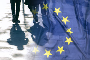 ľudia, vlajka, Európska únia