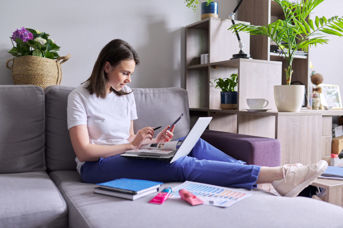 Online,Home,Network,Marketing,,Young,Business,Woman,Freelancer,Doing,Online