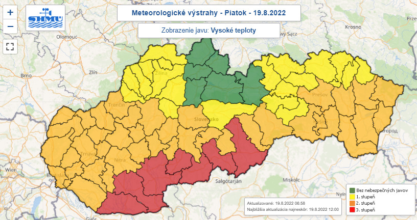 Počasie, vysoke teploty