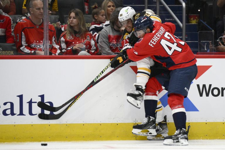 David Pastrňák, Martin Fehérváry, Washington Capitals, Boston Bruins, NHL