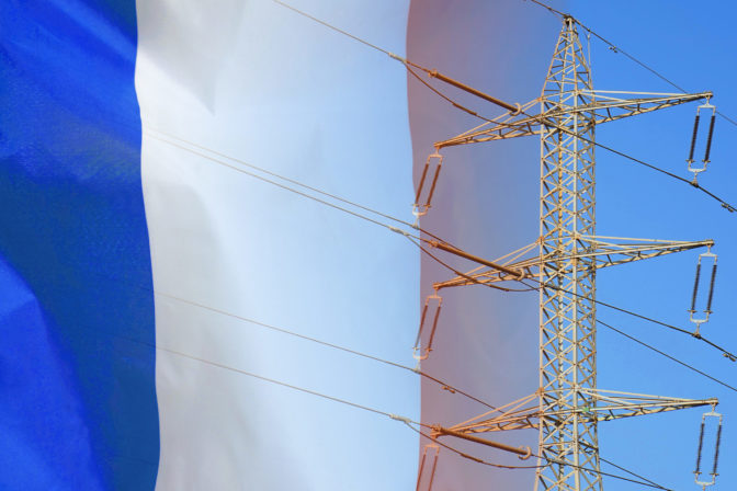 Francúzsko, vlajka, elektrina, elektrické vedenie