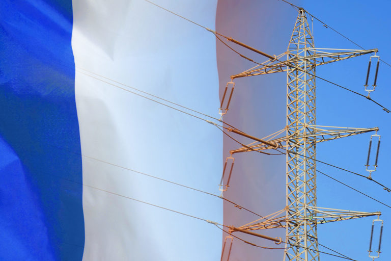 Francúzsko, vlajka, elektrina, elektrické vedenie