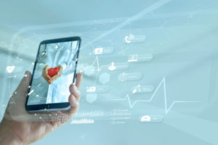 Healthcare, Doctor online and virtual hospital concept, Diagnostics and online medical consultation on smartphone, Communication with patient on network, Innovative and  medical technology.
