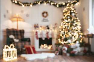 Empty defocused christmas room with copy space