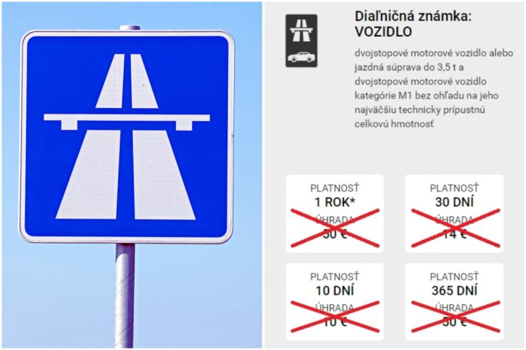 Diaľničné známky, ceny