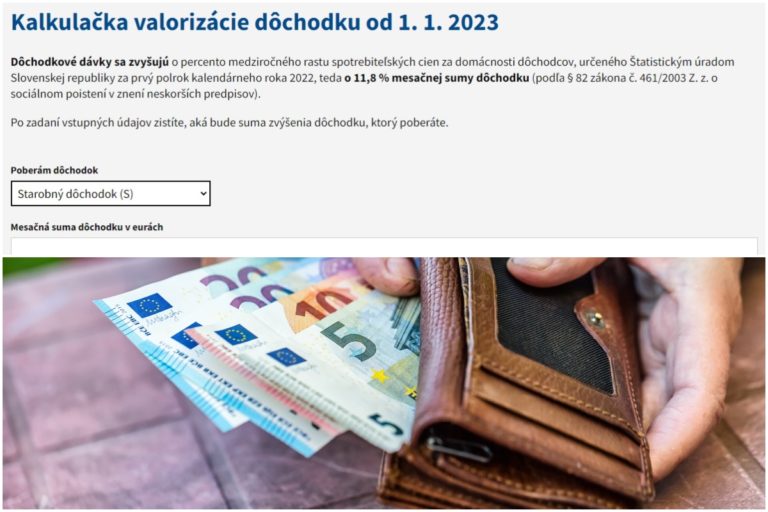 Kalkulačka, dôchodky, peniaze