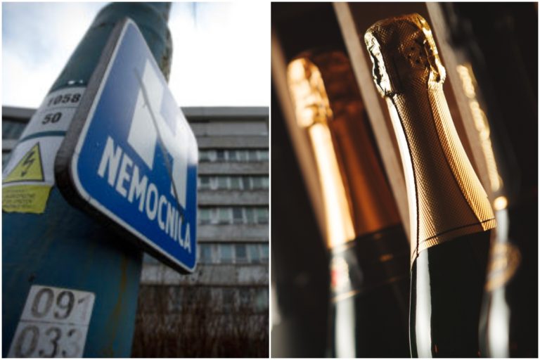 Nemocnica, zátka zo šampanského