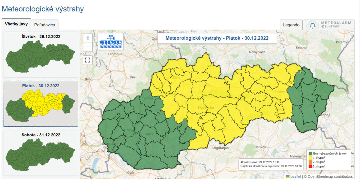 Výstrahy, poľadovica, počasie