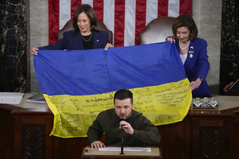 Volodymyr Zelenskyj, Nancy Pelosiová, Kamala Harrisová, Kongres