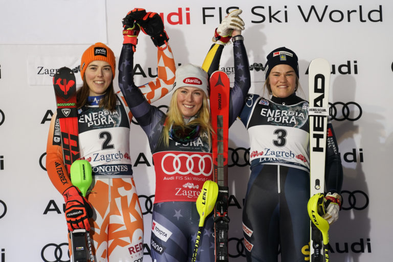 Petra Vlhová, Mikaela Shiffrinová, Anna Swenn Larssonová