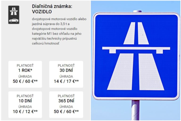 Diaľničné známky, ceny