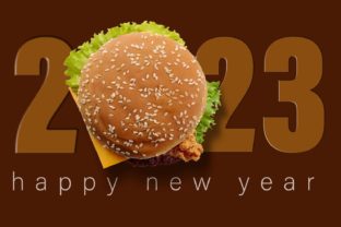 Happy,New,Year,2023,Concept,For,Restaurant,Or,Burger,Brand