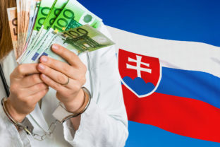 Korupcia, peniaze, Slovensko, vlajka, putá