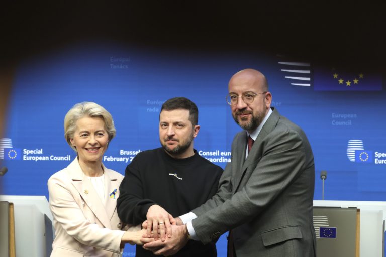 Ursula von der Leyenová, Volodymyr Zelenskyj, Charles Michel
