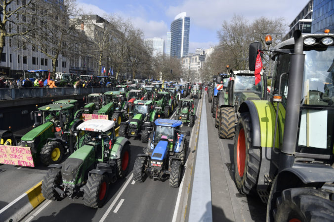 Protest belgických farmárov v Bruseli