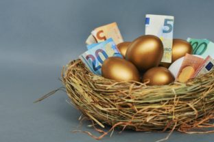 Golden,Eggs,In,A,Nest,With,Cash,Euro,Banknotes,On