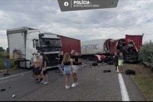 Nehoda, diaľnica D2, zrážka kamiónov