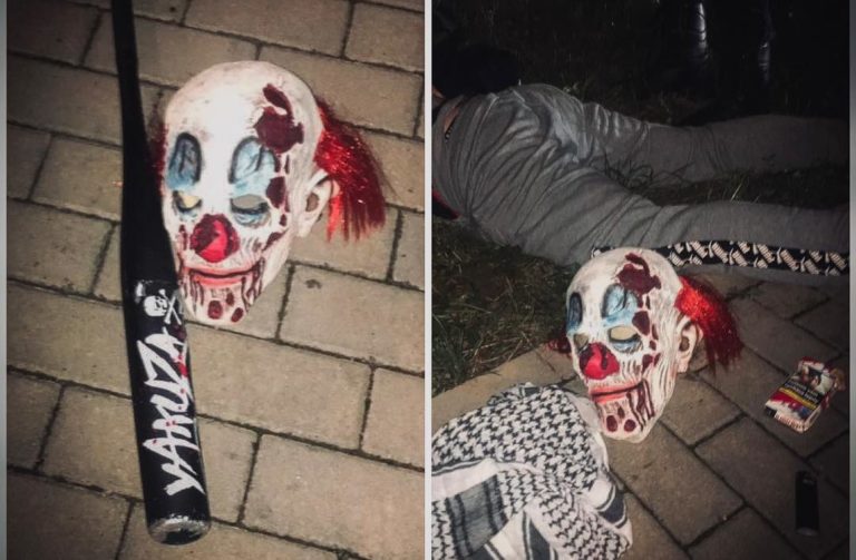 Maska klauna, výtržníctvo, poškodenie cudzej veci