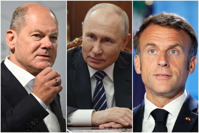 Scholz, Putin, Macron