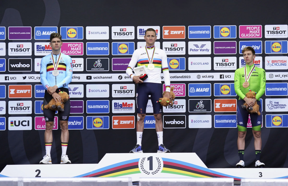 Wout van Aert, Mathieu van der Poel, Tadej Pogačar, MS v cyklistike 2023