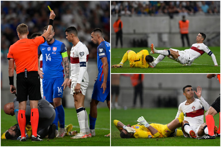 Slovensko - Portugalsko, žltá karta Ronaldo