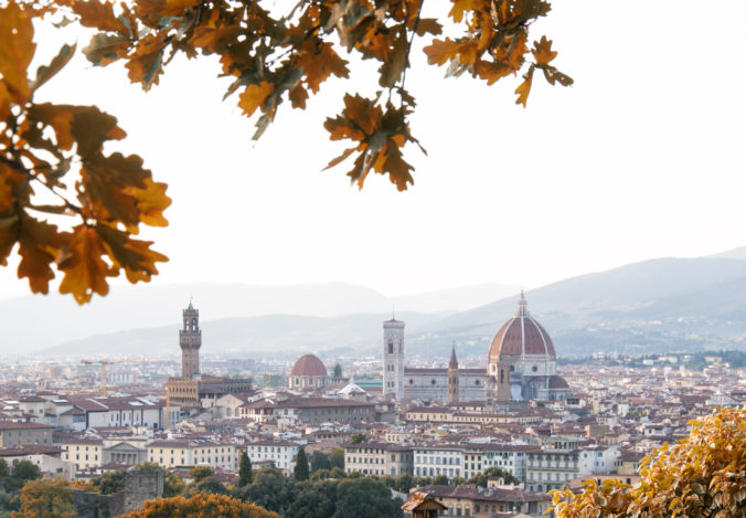 Panoramic view of Florence in autumn season, Tuscany, Italy