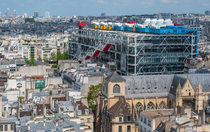 The Beaubourg district in the center of Paris (France)