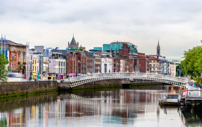 View of Dublin with the Ha&#039;penny Bridge - Ireland