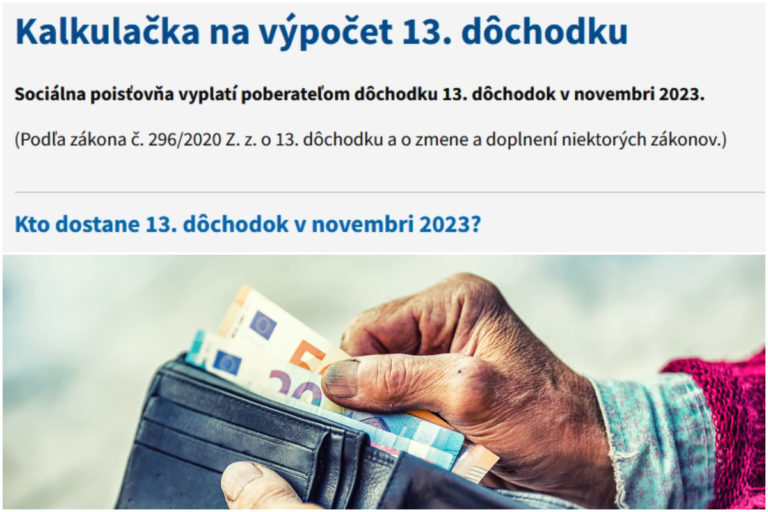 Kalkulačka, výpočet, 13. dôchodok