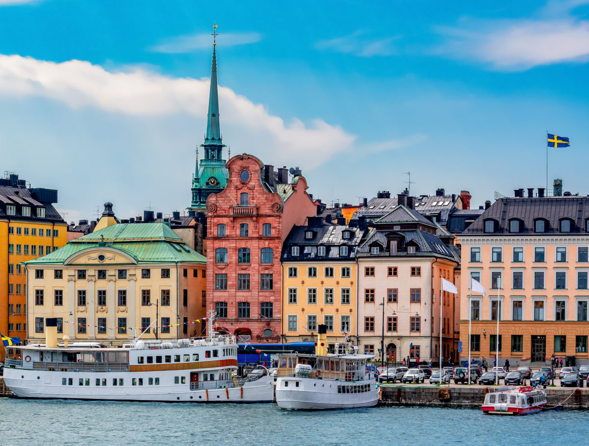 Skeppsbron embankment in Stockholm old town (Gamla Stan), Sweden