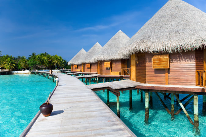 Maldives. Villa piles on water