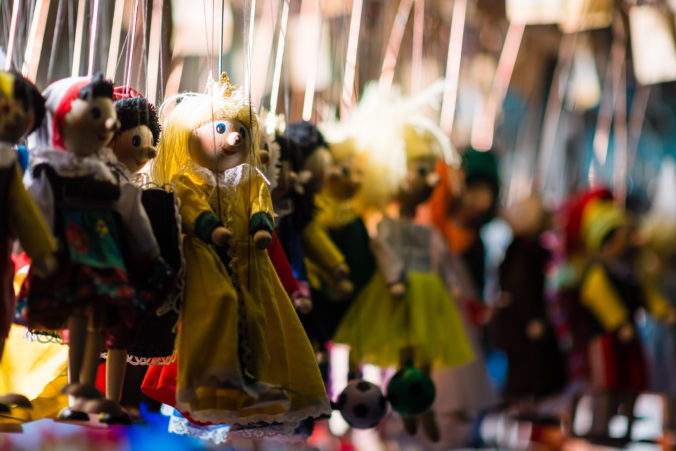 Czech traditional puppets on a christmas market