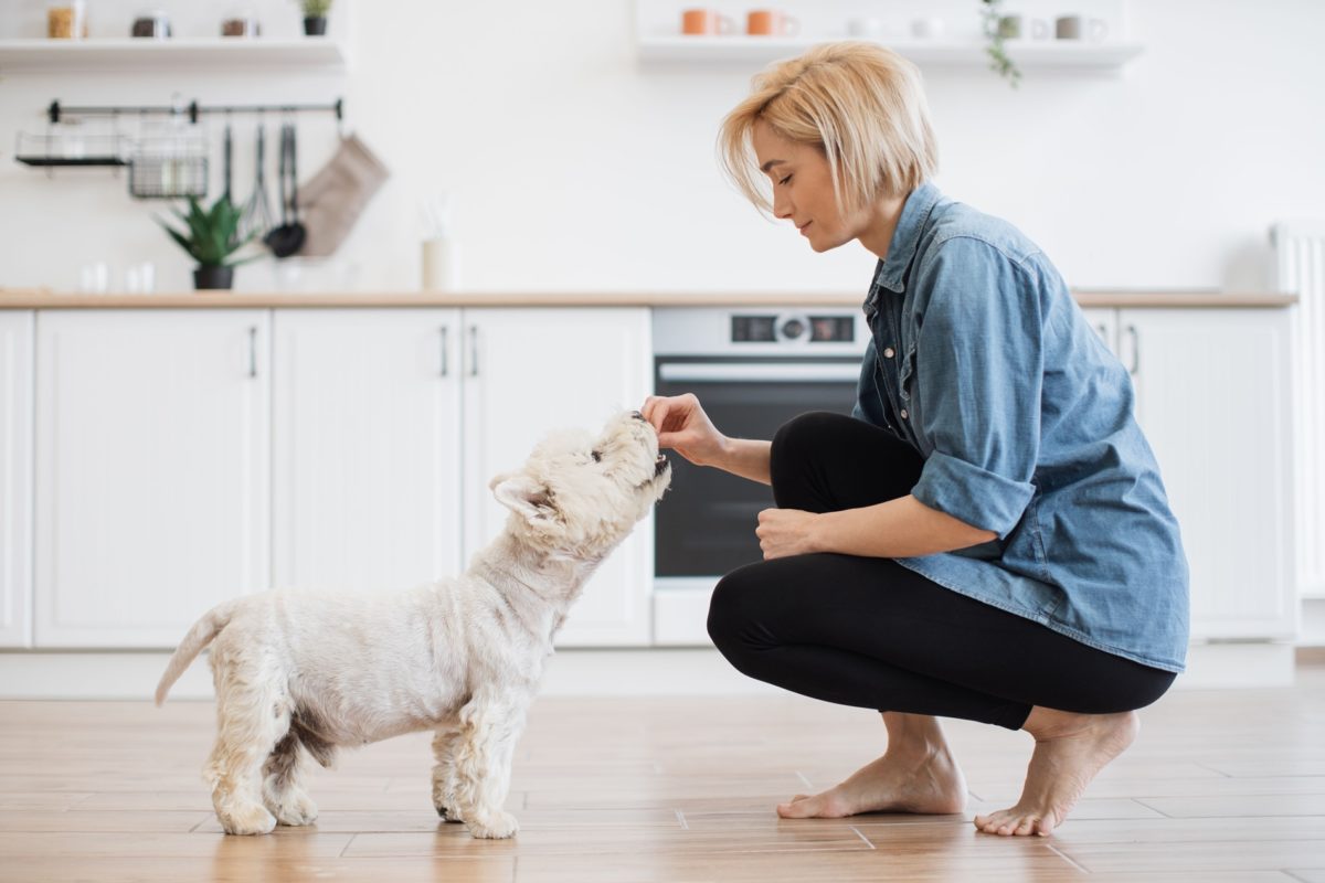 Side,View,Of,Relaxed,Blonde,Woman,In,Cozy,Wear,Crouching