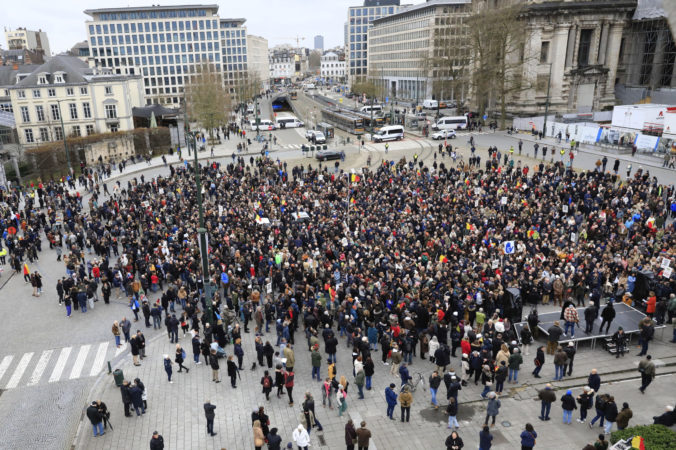 Belgicko, Brusel, demonštrácia