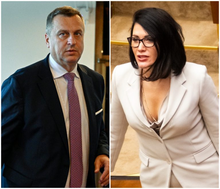 Na snímke predseda SNS Andrej Danko a poslankyňa NR SR Jana Bittó Cigániková.