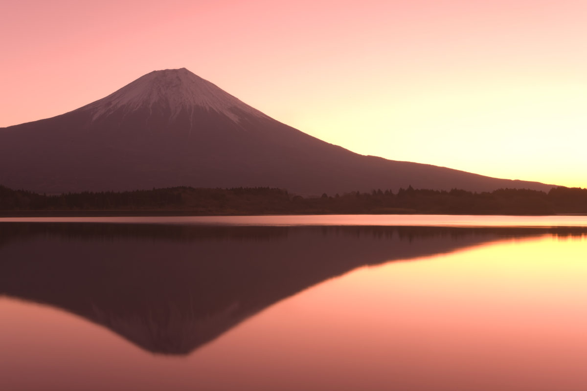 Mountain and lake at sunrise