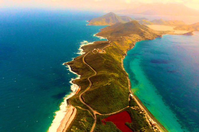 Cradle of the caribbean where atlantic ocean meets caribbean sea on the island of st. kitts and nevis