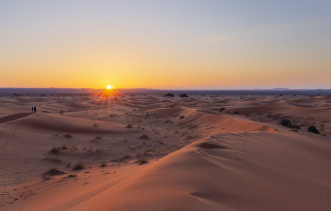The golden sand dunes of Erg Chebbi near Merzouga in Morocco, Sahara, Africa