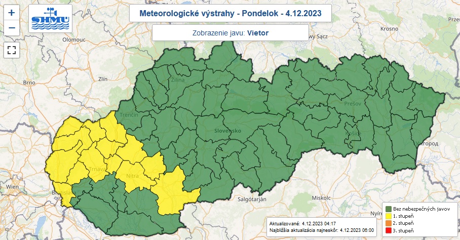 Výstraha, vietor