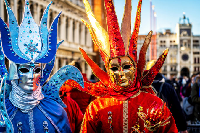 Venetian masked model from the Venice Carnival