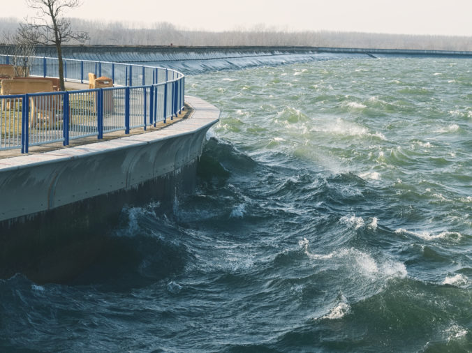 Stormy Waves in Water Dam
