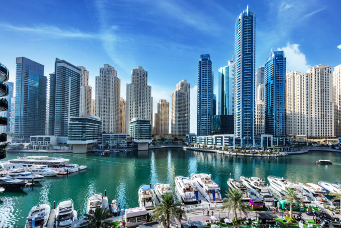 Dubai marina promenade in UAE