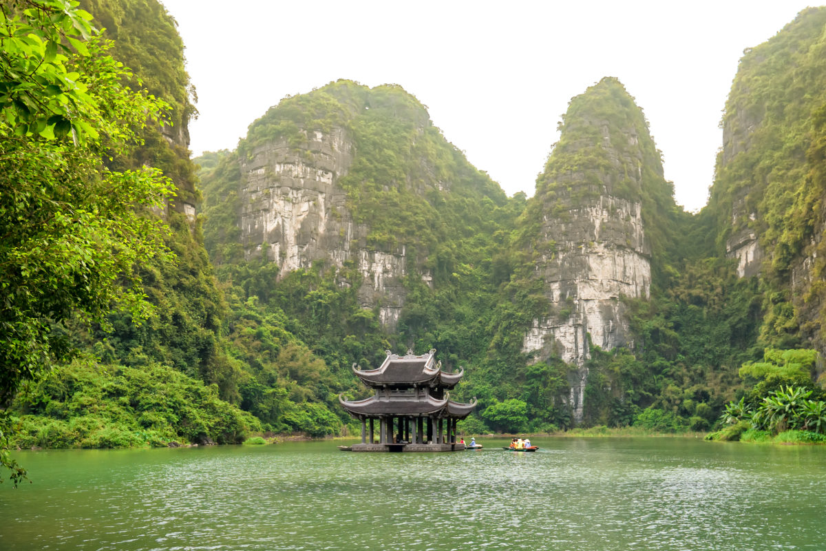 Landscape of Vu Cung at Tam Coc National Park.