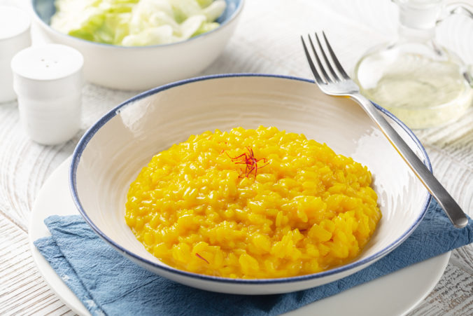 Dinner with risotto alla milanese