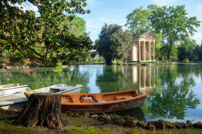 Temple of Aesculapius in Villa Borghese gardens, Rome, Italy.