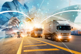 Transport and logistic concept, Manager and engineer checking and control logistic network distribution and customer data for logistic Import export on global network background
